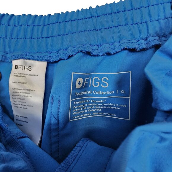 Figs Technical Collection Blue Medical Scrub Pants Elastic Waistband & Drawstrin - Picture 4 of 4